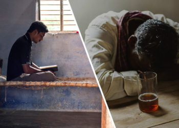 Discussing a Geet and his family bereft of peace and harmony, the alcoholism of his father, and God's Word shared through Gospel for Asia-supported pastor