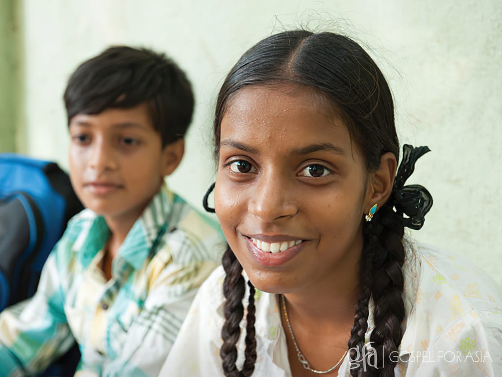 Discussing Adya and her siblings who, like many students, were rescued from difficult situations when they are enrolled in Gospel for Asia Bridge of Hope.