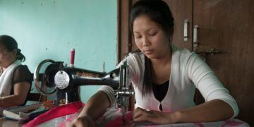 Tailoring and sewing machine classes provided by GFA workers, help women like Leena acquire the skills needed for overcoming poverty.